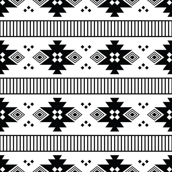 Aztecスタイルのトライバルシームレスストライプパターン 黒と白の色の民族幾何学的なネイティブアメリカンのパターンデザイン 織物テンプレートとプリントファブリックのためのデザイン — ストックベクタ