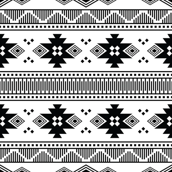 没有缝隙的美国本土风格的民族模式 几何图案与阿兹特克和纳瓦霍部落设计印刷面料和时尚 黑色和白色 — 图库矢量图片