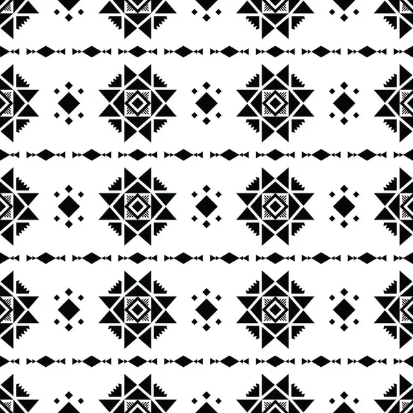Stammesazteken Geometrisches Streifenmuster Schwarz Weißen Farben Nahtloses Ethnisches Muster Mit — Stockvektor