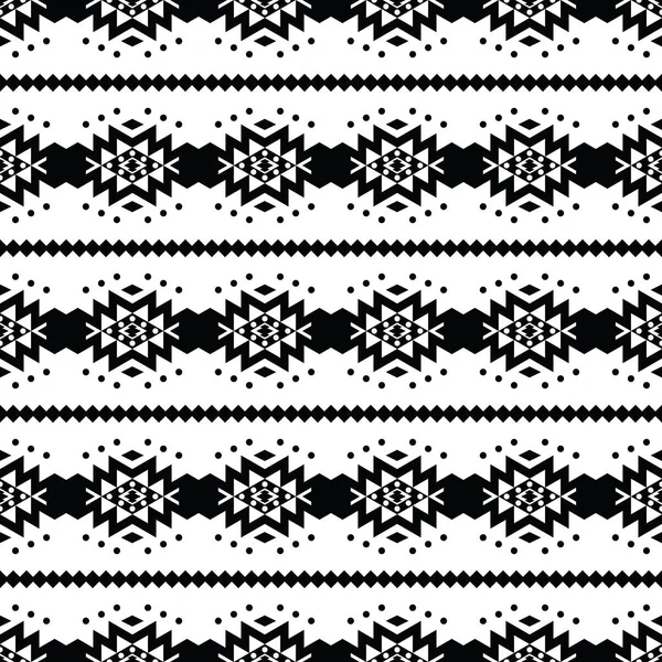 ネイティブアメリカンスタイルの幾何学的民族シームレスなストライプパターン 黒と白色のアステカ族の動機を持つパターン シャツ カーテン カーペット 壁紙のための設計 — ストックベクタ