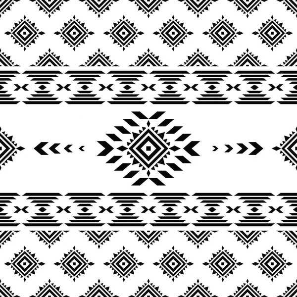 土著部落无缝复古模式 抽象装饰风格 织物模板和衬衫的几何民族风格设计 黑色和白色 — 图库矢量图片