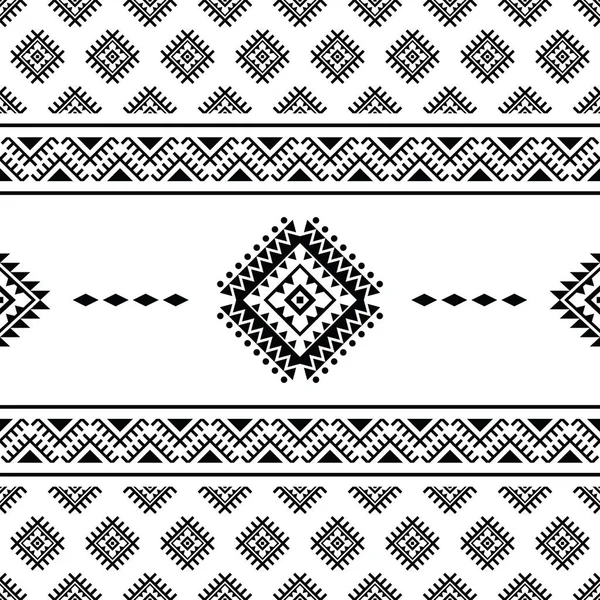 具有抽象几何形状的部落背景设计 没有缝隙的民族模式 民间装饰风格 印花面料和服装的设计 黑色和白色 — 图库矢量图片