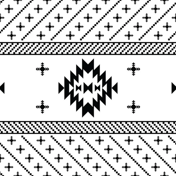 摘要几何矢量图解 民族质感的主题 用于纺织品和绣花的部落无缝图案设计 黑色和白色 — 图库矢量图片