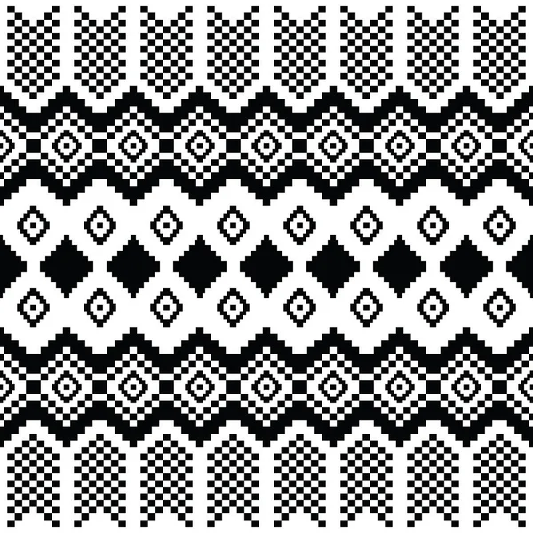 Abstract Seamless Pixel Pattern Black White Color Ethnic Style Tribal — Stock Vector