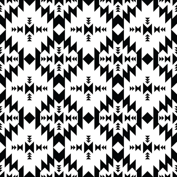 Бесшовный Повторяющийся Шаблон Ацтекский Племенной Геометрический Векторный Фон Черно Белом — стоковый вектор