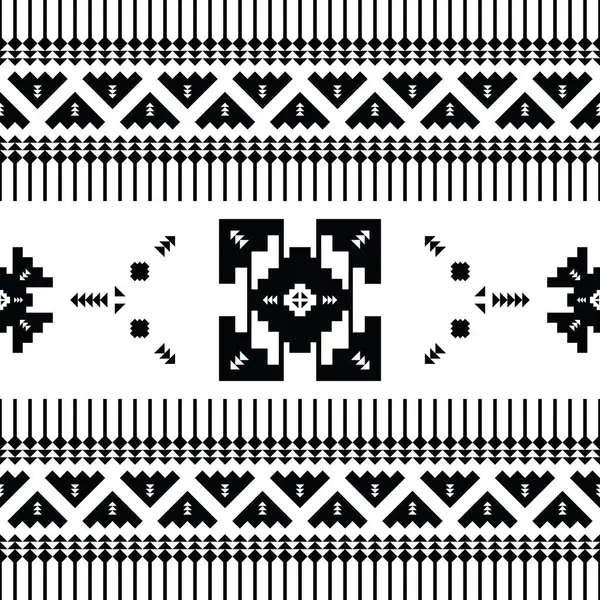 トライバルシームレスなベクターテクスチャ エスニックスタイルの幾何学的な抽象パターン ネイティブ オリエンタル 印刷の生地のための設計 ブラック ホワイト — ストックベクタ