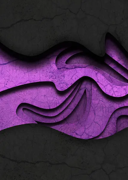 Mor ve siyah soyut dalgalar kağıt çizimi çatlak doku