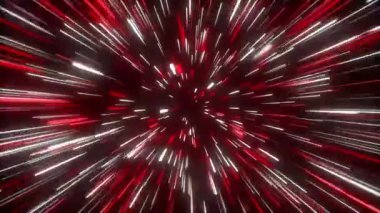Neon kırmızı ve beyaz parıldayan yıldızlar havai fişekler patlaması yaratıcı soyut arkaplan dikişsiz vj döngüsü
