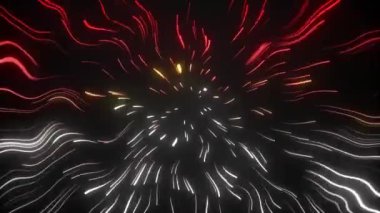 Dalga neon gradyanı kırmızı beyaz parlak soyut dikişsiz vj döngü arkaplanı