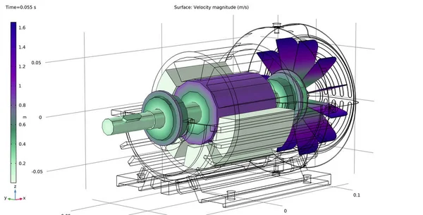 Gráfico Magnitude Velocidade Rotação Rotor Motor Modelagem Análise Computador Usando — Fotografia de Stock