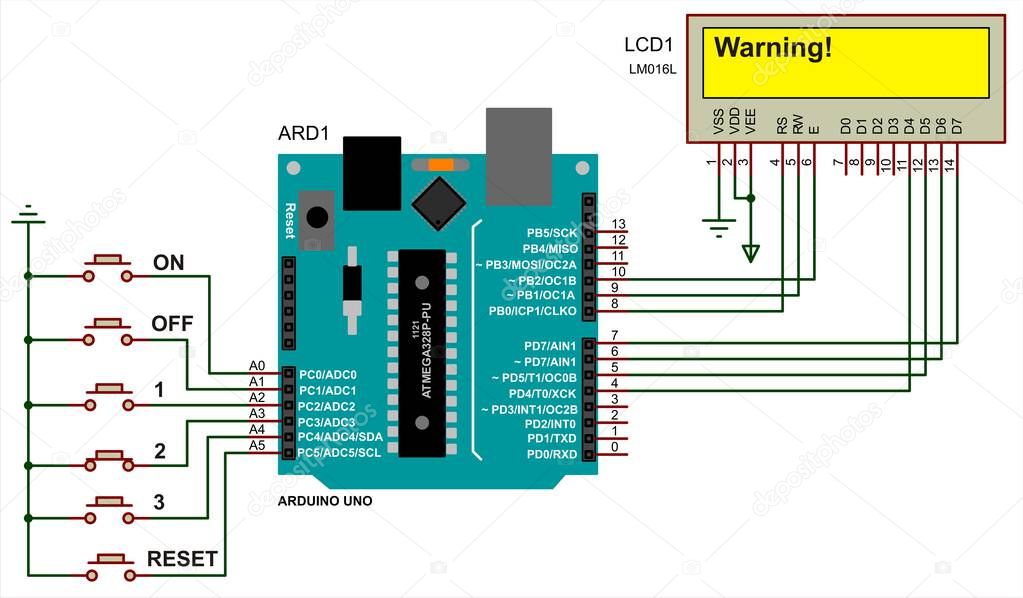 Arduino Uno Klavye Vuruşlarını Işleme Şeması Alfanumerik Bir Lcd Ekranında  Stok Vektörü © TKalinovskaya 653090852