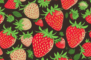 Kırmızı ve beyaz çilekli vektör arkaplan.