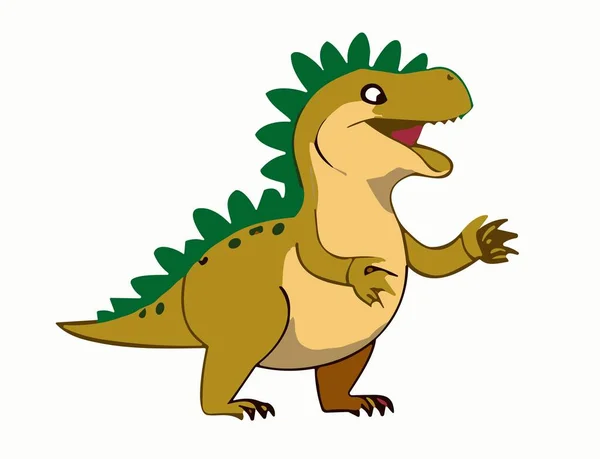 Vector Green Cartoon Dragon Symbol 2024 New Year Raptor Baby — Stock Vector