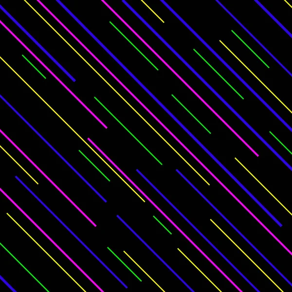 黒の背景にネオンカラーのラインパターンを抽象化 ベクトルグラフィックイラスト — ストックベクタ