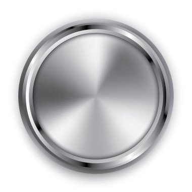 Beyaz arka planda 3 boyutlu gümüş ve krom metaller izole edilmiş. Vektör grafik çizici.