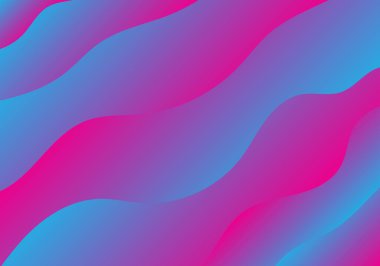 Arka planda soyut dalga gradyan deseni pembe ve mavi. Vektör grafik çizici.
