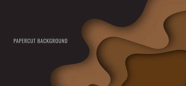 Siyah arkaplanda soyut kahverengi kağıt kesiği deseni. Vektör grafik çizici.