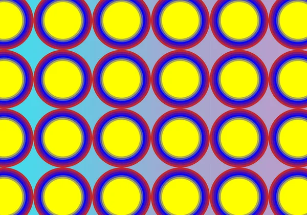 抽象的なパターンサークルは青と紫の背景にカラフルに繰り返します ベクトルグラフィックイラスト — ストックベクタ