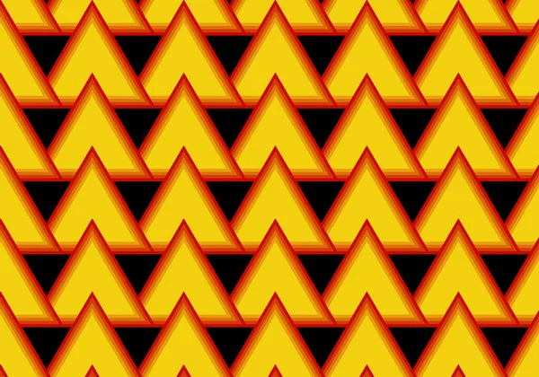 抽象的なパターンの三角形は黒の背景にオレンジを繰り返す ベクトルグラフィックイラスト — ストックベクタ