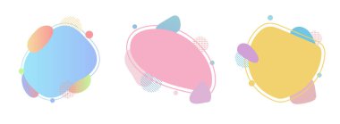 Beyaz arkaplanda izole edilmiş pankart sıvısı veya sıvı elementler gradyan pastel renkler. Vektör grafik illüstrasyonu