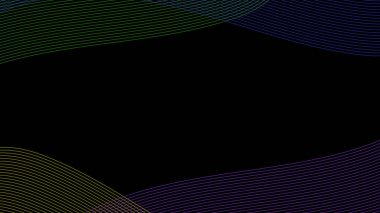 Siyah arkaplanda soyut şablon dalga çizgileri deseni. Vektör grafik illüstrasyonu.