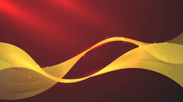 Абстрактні Блискучі Золоті Стрічки Хвильові Лінії Елементів Сяючим Світлом Червоному — стоковий вектор