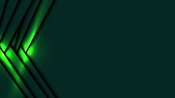 Strato Astratto Strisce Verdi Sovrapposte Con Effetto Luce Sfondo Verde — Vettoriale Stock