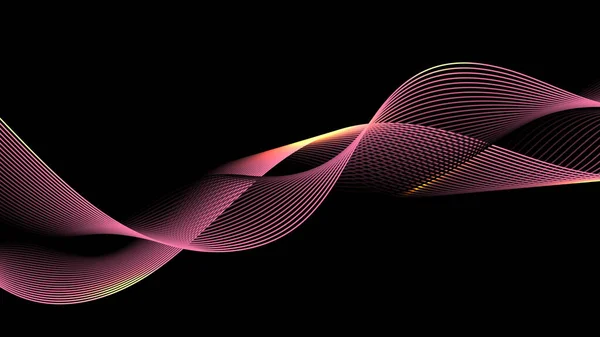 背景の暗さに対するピンクの線の照明効果 ベクトルグラフィックイラスト — ストックベクタ