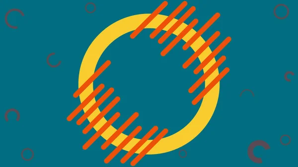 Soyut çember şekli ve yeşil arkaplandaki çizgiler. Vektör grafik illüstrasyonu.