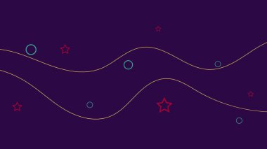 Soyut elementlerle soyut arkaplan ve mor arkaplanda dinamik şekiller. Vektör grafik illüstrasyonu.