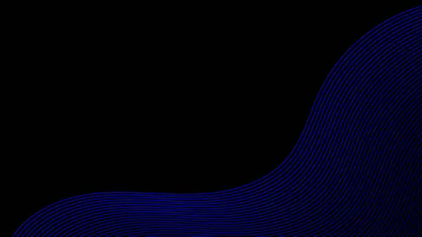 黒の背景に照明効果のある抽象的な青い波線 ベクトルグラフィックイラスト — ストックベクタ
