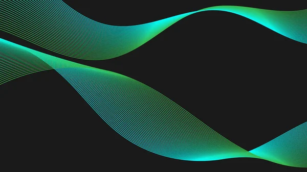 Abstracte Groene Bule Wave Lijnen Met Lichteffect Zwarte Achtergrond Vector — Stockvector