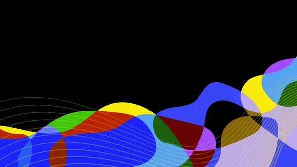 Forma Fluida Astratta Linee Colorate Sfondo Nero Illustrazione Grafica Vettoriale — Vettoriale Stock