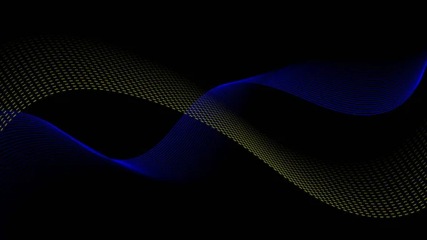Effet Lumineux Abstrait Des Lignes Bleues Jaunes Sur Fond Sombre — Image vectorielle