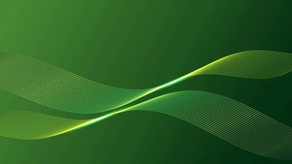 Soyut renk çizgileri yeşil arkaplanda ışıklandırma efekti. Vektör grafik illüstrasyonu.