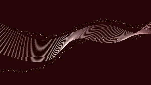 要旨ブラウン系の豪華なスタイルに輝く光を持つ波線の要素 ベクトルグラフィックイラスト — ストックベクタ