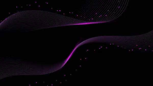 Abstract Shiny Purple Wave Lines Elements Glowing Light Black Background — Stock Vector