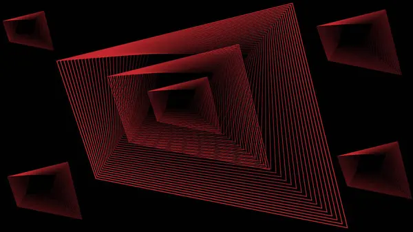 Koyu arkaplanda soyut siyah ve kırmızı çizgiler. Vektör grafik illüstrasyonu.