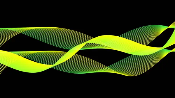 Абстрактные Зеленые Линии Волн Черном Фоне Векторная Графика — стоковый вектор