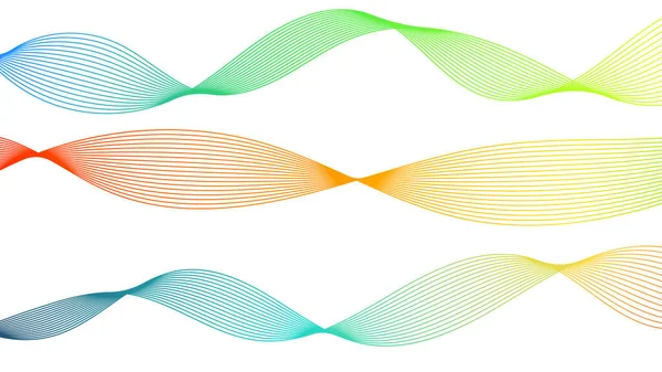 白色背景上的一组彩色波浪线元素 矢量图形说明 — 图库矢量图片