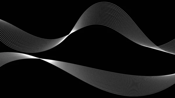 Αφηρημένο Σύνολο Στοιχείων Κυματικών Γραμμών Μαύρο Φόντο Εικονογράφηση Διανύσματος — Διανυσματικό Αρχείο