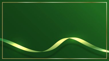 Soyut kurdele çizgileri elementlerin yeşil zemin üzerinde parlayan ışık etkisi. Vektör grafik illüstrasyonu.