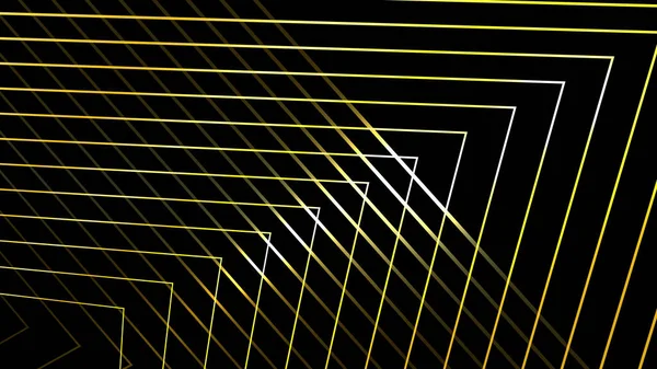 黒の背景に分離された金の四角形の線のパターン ベクトルグラフィックイラスト — ストックベクタ