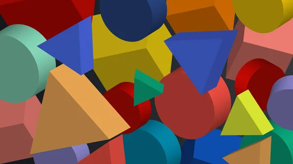 Formas Geométricas Abstratas Colorido Geométrico Sobre Fundo Preto Ilustração Gráfica —  Vetores de Stock