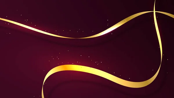 抽象的な豪華なスタイルの赤い背景に金の輝きと黄金のリボン波線の要素 ベクトルグラフィックイラスト — ストックベクタ