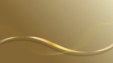 Soyut kurdele ve altın arkaplan üzerinde parıldayan ışık efektli elementler. Vektör grafik illüstrasyonu.