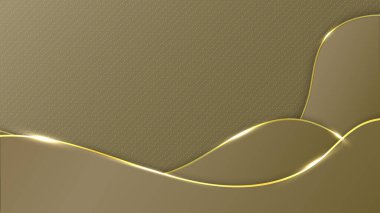 Soyut 3D lüks altın dalga çizgileri arka planda parlayan ışık etkisi olan elementler. Vektör grafik illüstrasyonu.