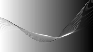 Beyaz ve siyah arkaplandaki soyut dalga çizgileri. Vektör grafik illüstrasyonu.