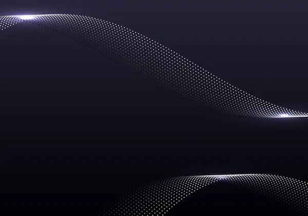 背景の暗い高級スタイルに輝く光を持つ抽象波線の要素 ベクトルグラフィックイラスト — ストックベクタ