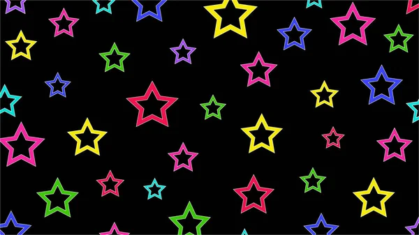 Abstract Pattern Colorful Star Repeat Black Background Vector Graphic Illustration — Stock Vector